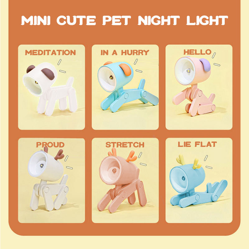 Pet Dog Deer Night Light DIY Desktop Decoration Children's Room Mini Table Lamp Creative Led